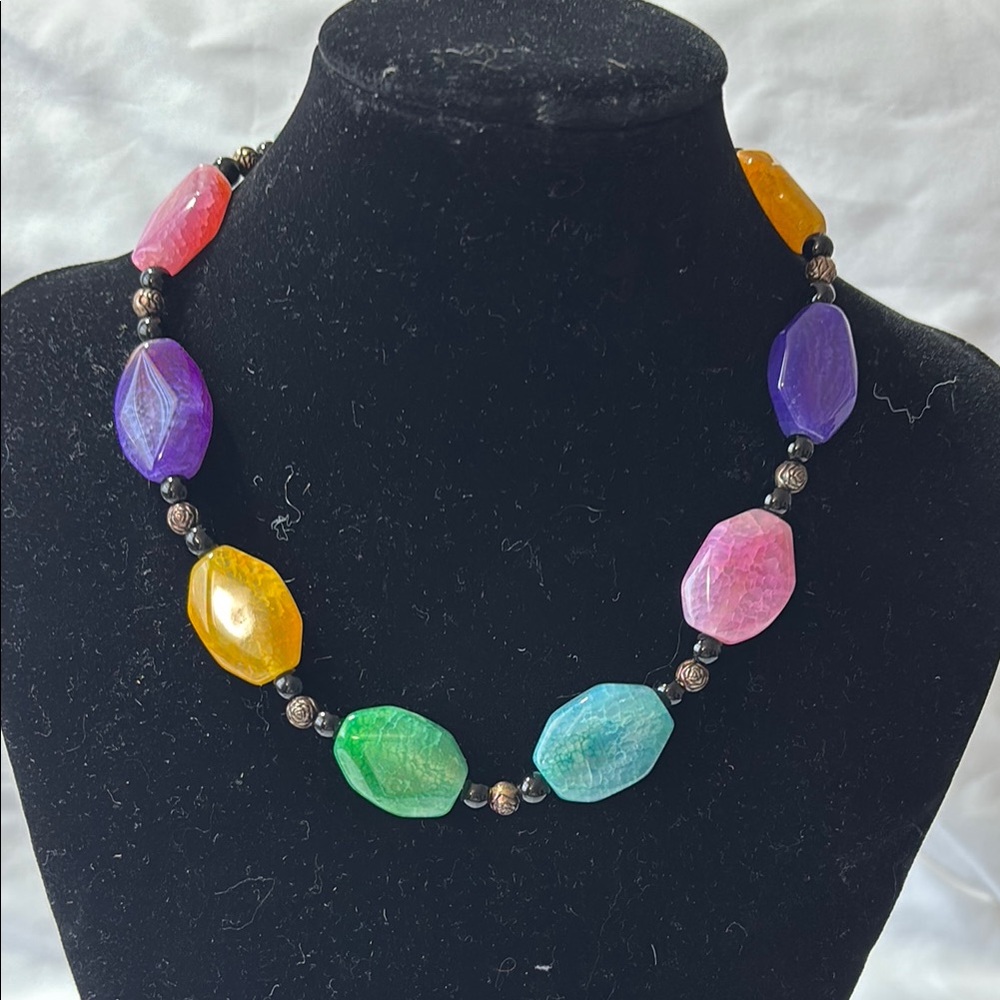 Hand Crafted Purple and Pink Necklace with Bold Beads